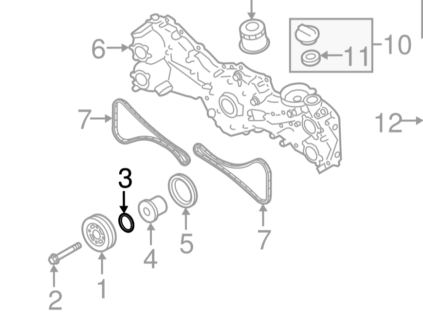 Subaru OEM O Ring 39.0X2.0 Part Number: 806939060 - Crank Pulley Gasket O Ring