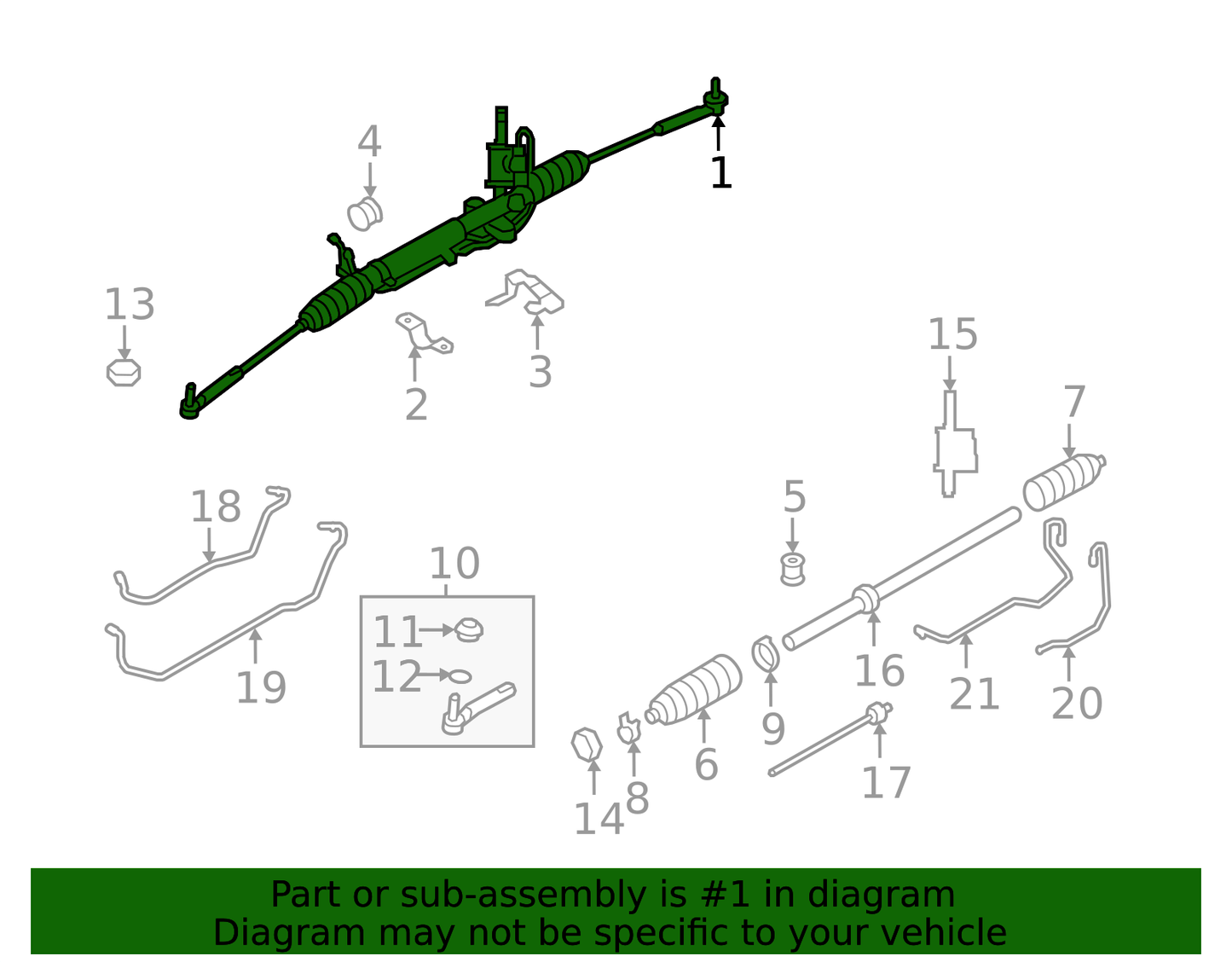 Steering Gear - Subaru (34110VA121) 2015-2017 Subaru WRX STI - Power Steering Rack & Pinion Assembly