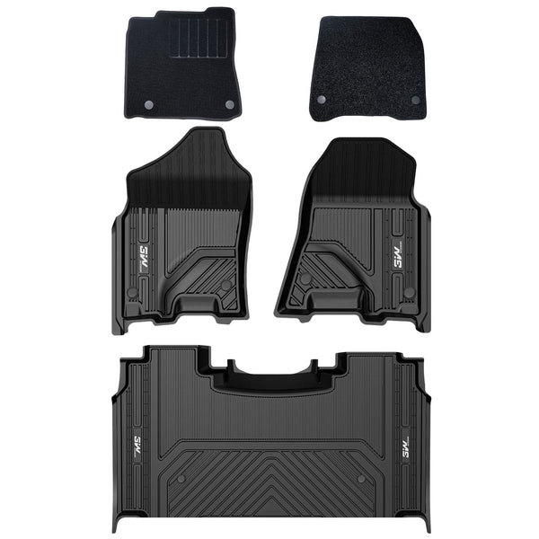 3W Dodge Ram 1500 2019-2024 New Body (NOT Classic Models) Custom Floor Mats TPE Material & All-Weather Protection