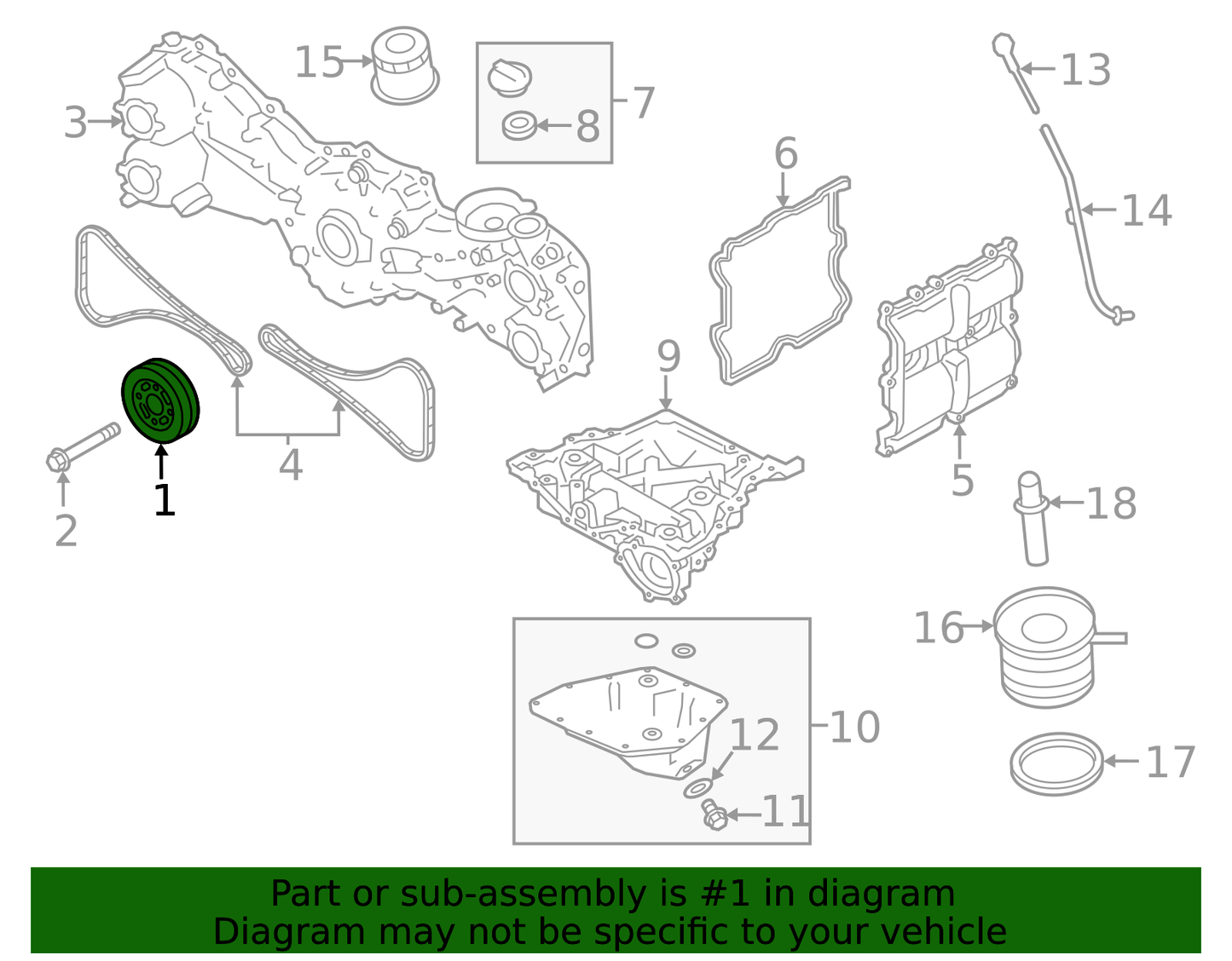Crankshaft Pulley - Subaru (12305AA360) - 2014-2021 Subaru WRX/Forester XT 2.0L Turbo