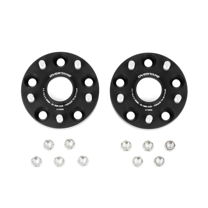 OVERTAKE Wheel Spacer Adapters - Pair - 25mm 5x100 to 5x114.3 - Subaru 2002-2014 WRX, 2004 STI, 2013-2026 BRZ/GR86, and more