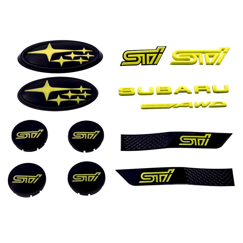 Full Exterior Emblem Kit Neon Green 2015-2021 STI