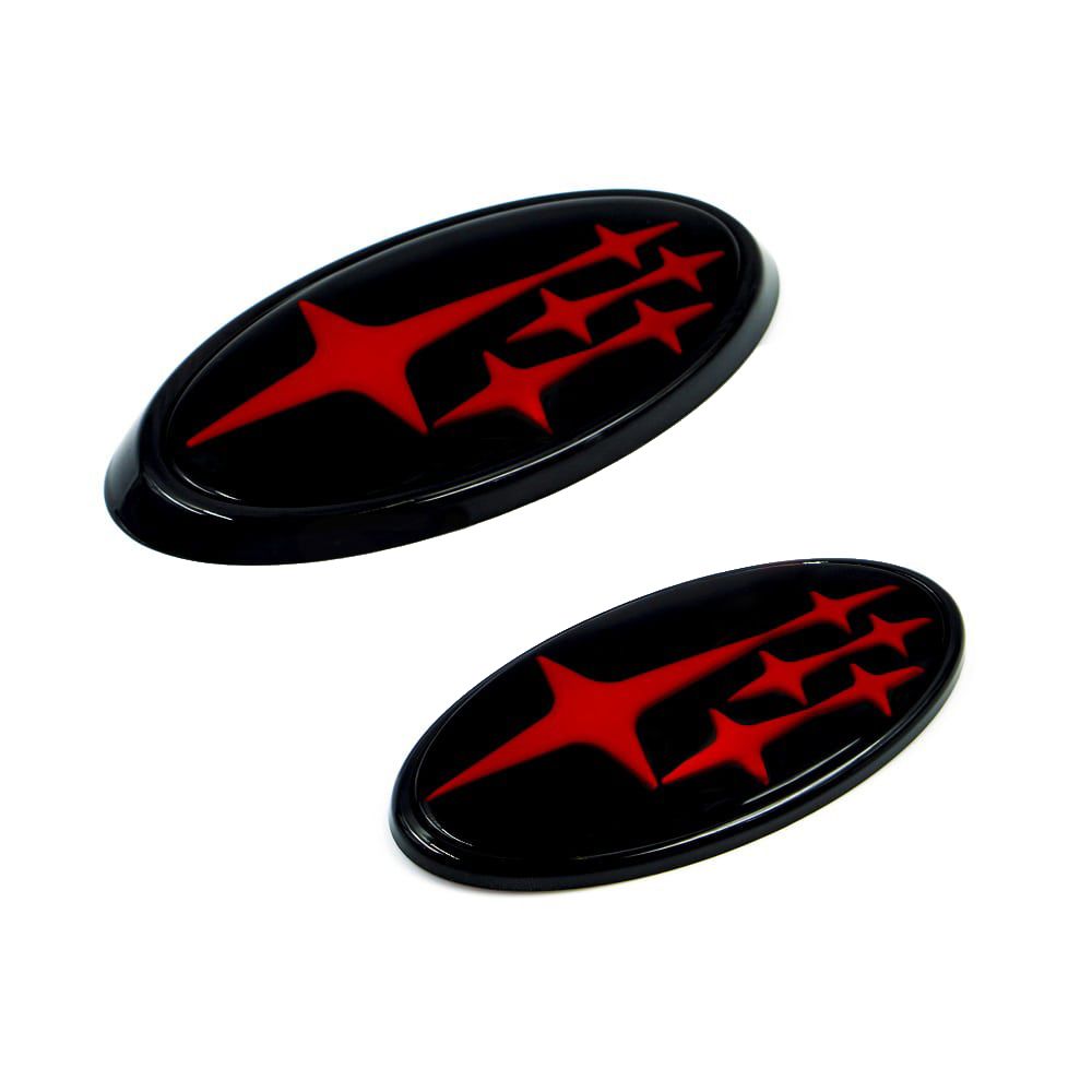 Front & Rear Gloss Black Emblem Kit Subaru 2008-2014 WRX / STI HATCHBACK ONLY