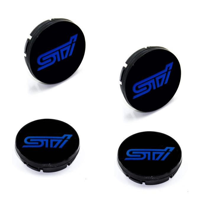 SMY Performance Gloss Black 56mm Center Caps 3D STI Logo Subaru 2004-2021 STI / BRZ / CrossTrek / Impreza