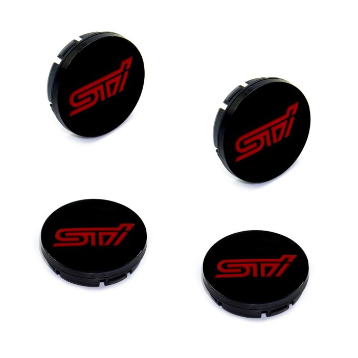 SMY Performance Gloss Black 56mm Center Caps 3D STI Logo Subaru 2004-2021 STI / BRZ / CrossTrek / Impreza