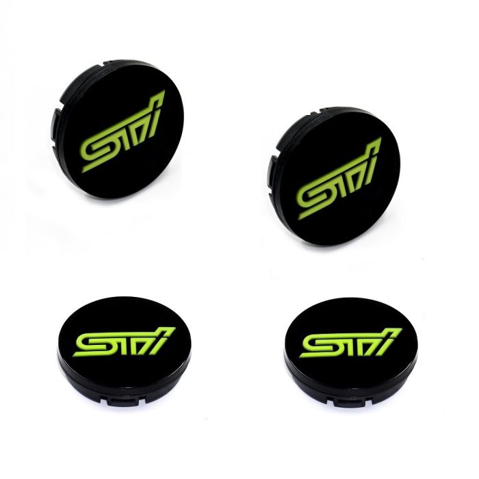 SMY Performance Gloss Black 56mm Center Caps 3D STI Logo Subaru 2004-2021 STI / BRZ / CrossTrek / Impreza
