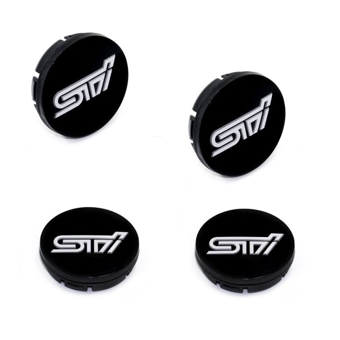 SMY Performance Gloss Black 56mm Center Caps 3D STI Logo Subaru 2004-2021 STI / BRZ / CrossTrek / Impreza