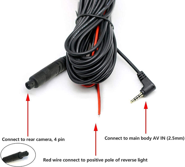 WOLFBOX 33 Feet Rear Camera Extension Cable